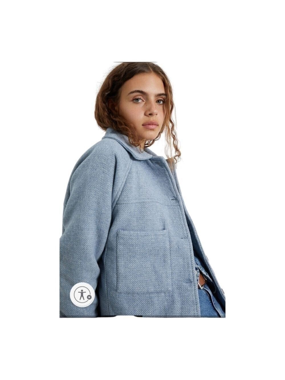 Rhythm Fairbanks Jacket PacSun Pale Blue Tweed Size Small Relaxed Shacket - Picture 2 of 12